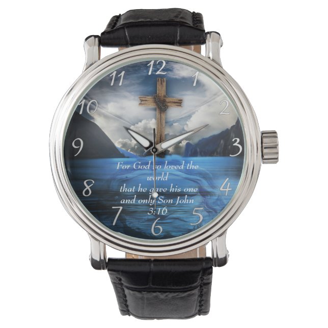 Jesus i vatten John 3:16 Armbandsur (Framsida)