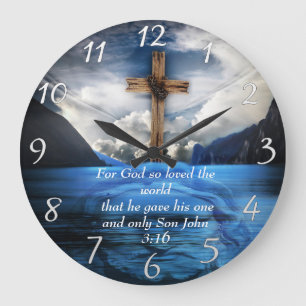 Jesus i vatten John 3:16 Stor Klocka