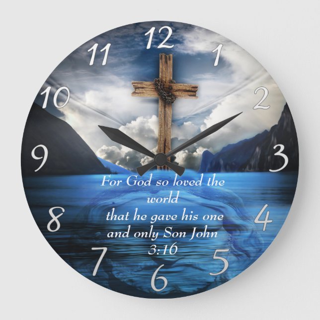 Jesus i vatten John 3:16 Stor Klocka (Framsida)