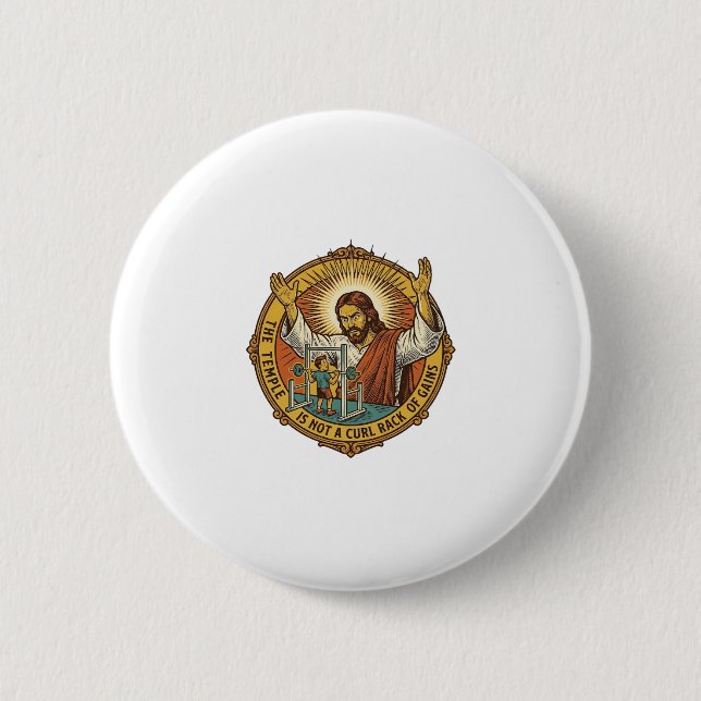 Jesus Ilsken Bicepscurls Squat Rack Gym Irritation Knapp (Framsida)