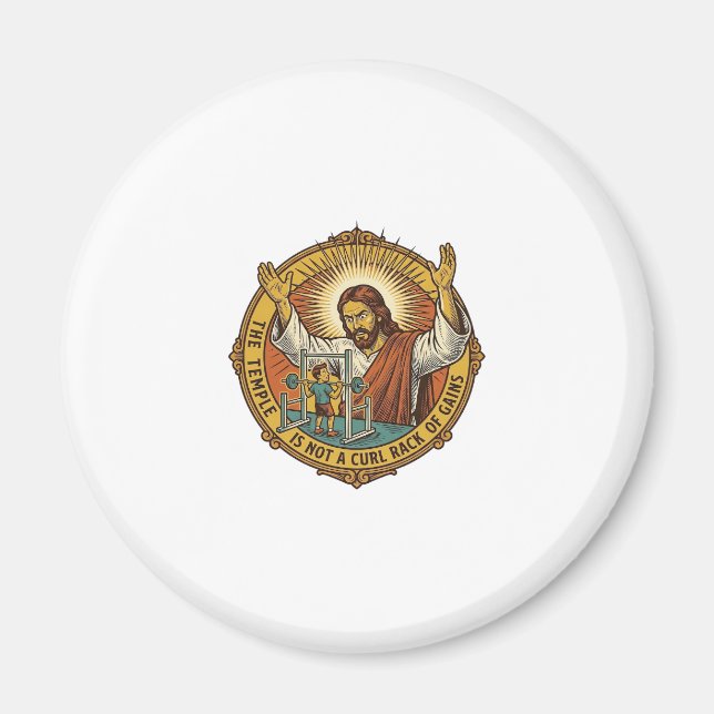 Jesus Ilsken Bicepscurls Squat Rack Gym Irritation Magnet (Framsidan)