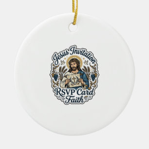 Jesus Inbjudan RSVP-kort Tro Jesus Inbjudan Julgransprydnad Keramik