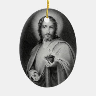 Jesus innehav en religiös prydnad för sakral julgransprydnad keramik