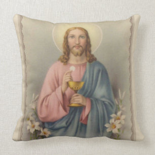 Jesus innehav eucharisten & bägare kudde