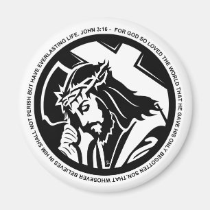 Jesus innehavkor med John 3:16citationstecken Magnet