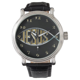 Jesus inom ett fisksymbol armbandsur