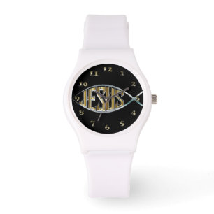 Jesus inom ett fisksymbol armbandsur