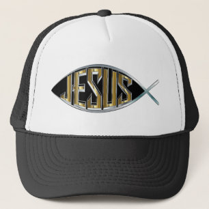 Jesus inom ett fisksymbol truckerkeps