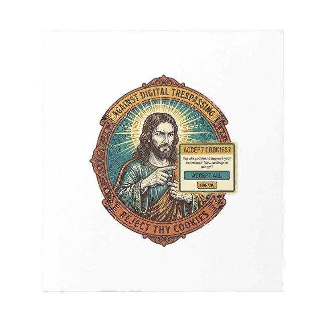 Jesus Irriterande Acceptera Cookies Popup Internet Anteckningsblock (Framsida)