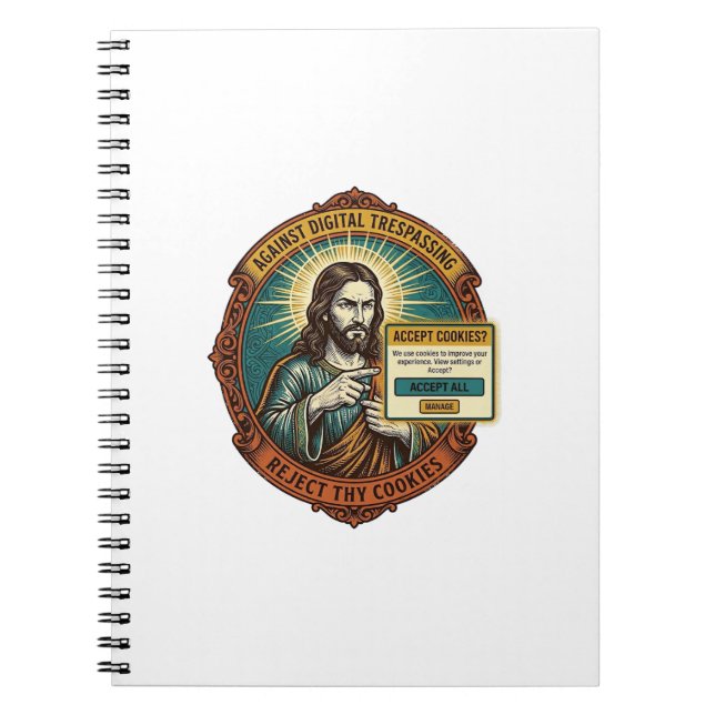 Jesus Irriterande Acceptera Cookies Popup Internet Anteckningsbok (Framsidan)