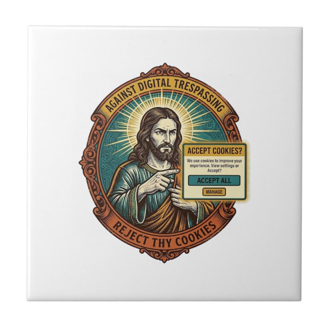 Jesus Irriterande Acceptera Cookies Popup Internet Kakelplatta (Framsidan)