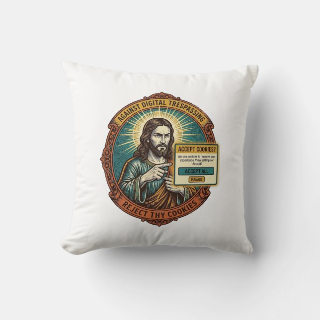 Jesus Irriterande Acceptera Cookies Popup Internet Kudde (Framsida)