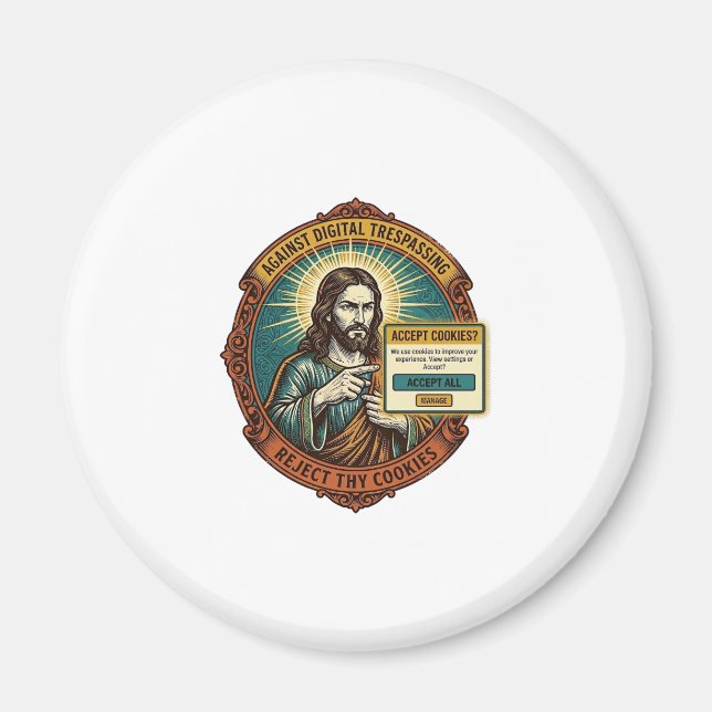Jesus Irriterande Acceptera Cookies Popup Internet Magnet (Framsidan)