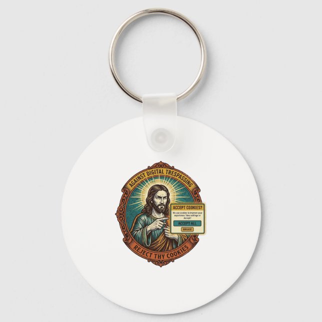 Jesus Irriterande Acceptera Cookies Popup Internet Nyckelring (Framsida)