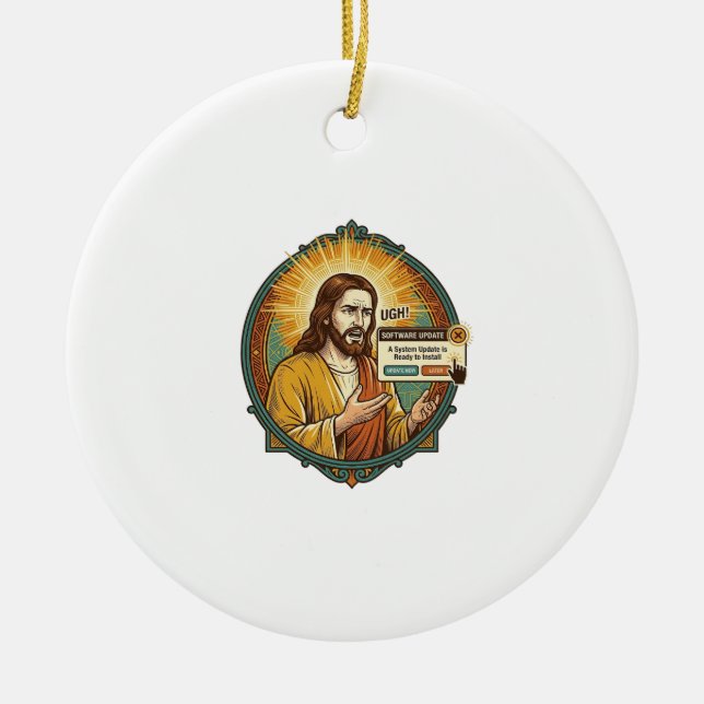 Jesus Irriterande Uppdatering av Programvara Popup Julgransprydnad Keramik (Framsidan)