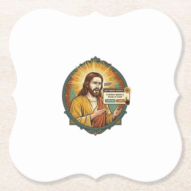 Jesus Irriterande Uppdatering av Programvara Popup Underlägg Papper (Framsida)