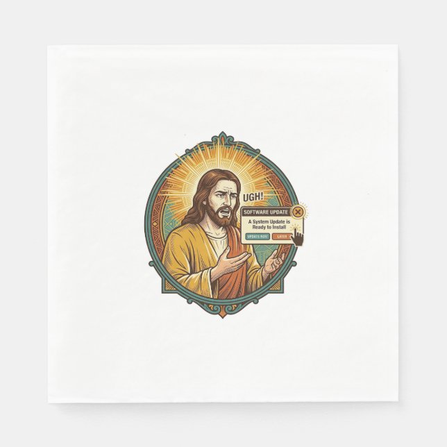 Jesus Irriterande Uppdateringspopup Kontorshumor Pappersservett (Framsidan)