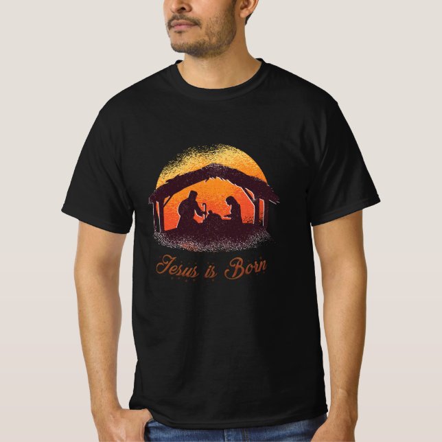 Jesus is Born Christian believe hope christmas eve T Shirt (Framsida)