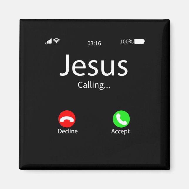 Jesus Is Calling Christian Magnet (Framsidan)
