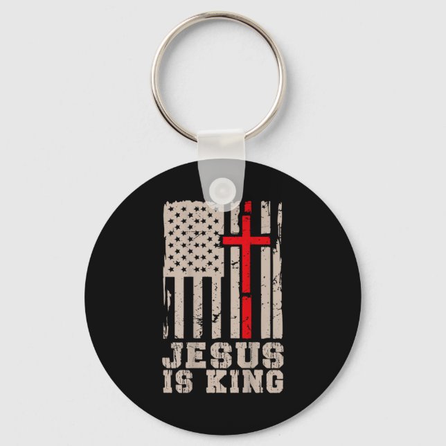 Jesus Is King Christ Lord Patriotic Christian Amer Nyckelring (Framsida)
