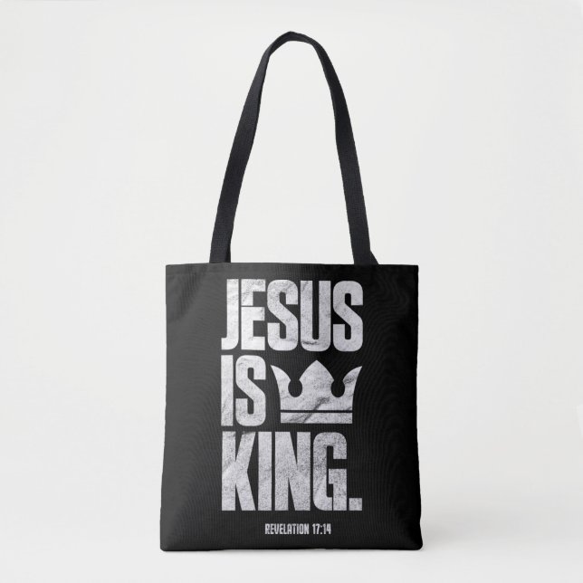 Jesus Is King Christian Bible Scripture Quote Pull Tygkasse (Framsida)