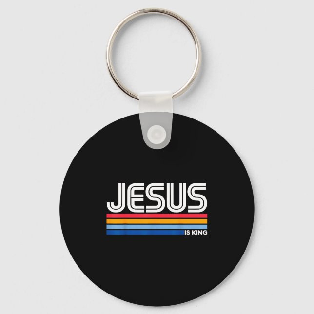 Jesus Is King Christian Cross God Faith Bible Reli Nyckelring (Framsida)