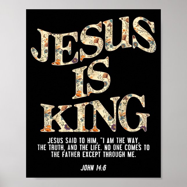 Jesus Is King Christian Cross God Faith Bible Reli Poster (Framsidan)