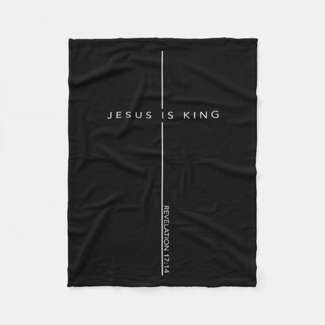 Jesus Is King Cross Christian Faith Bible Verse  Fleecefilt (Framsidan)