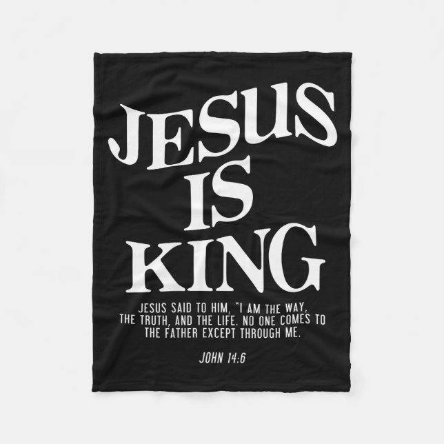 Jesus Is King John Bible Verse Christian Religious Fleecefilt (Framsidan)