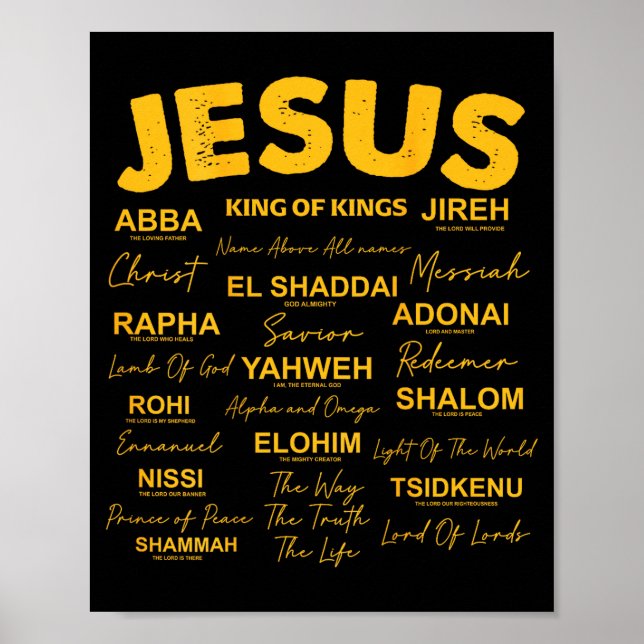 Jesus Is King Names Of God Hebrew Jesus Christian  Poster (Framsidan)