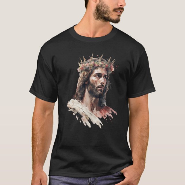 Jesus Is King Of Kings Jesus Floral Crown Christia T Shirt (Framsida)
