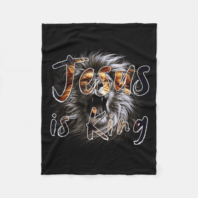 Jesus Is King, The Lion Of Judah Striking Christia Fleecefilt (Framsidan)