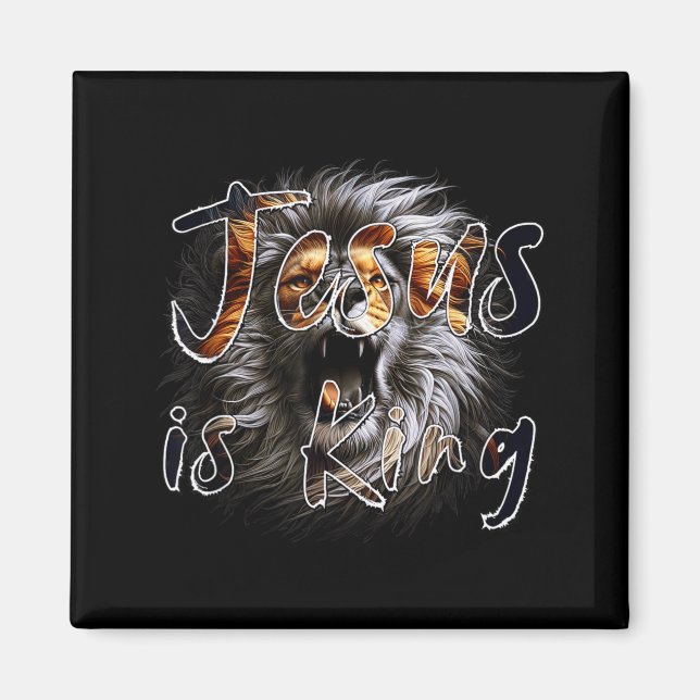 Jesus Is King, The Lion Of Judah Striking Christia Magnet (Framsidan)