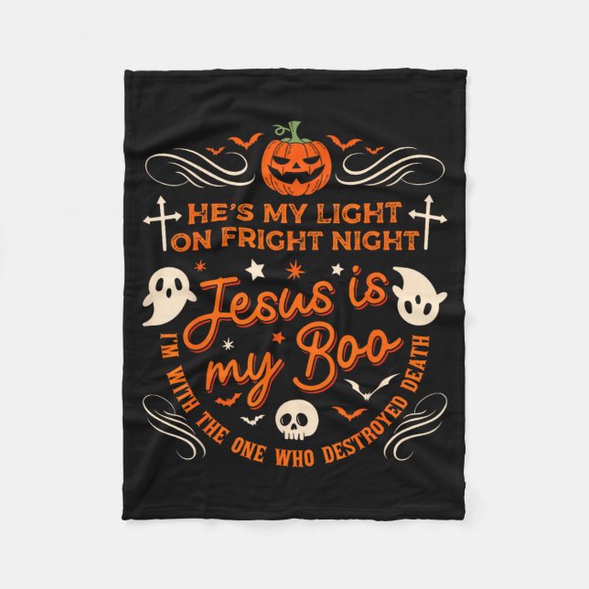 Jesus Is My Boo Christian Halloween Ghost Pumpkin  Fleecefilt (Framsidan)