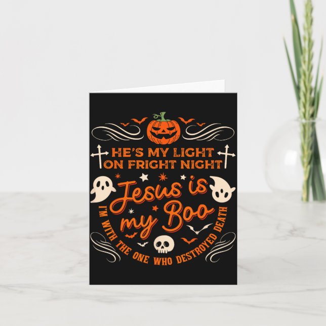 Jesus Is My Boo Christian Halloween Ghost Pumpkin  Kort (Framsida)