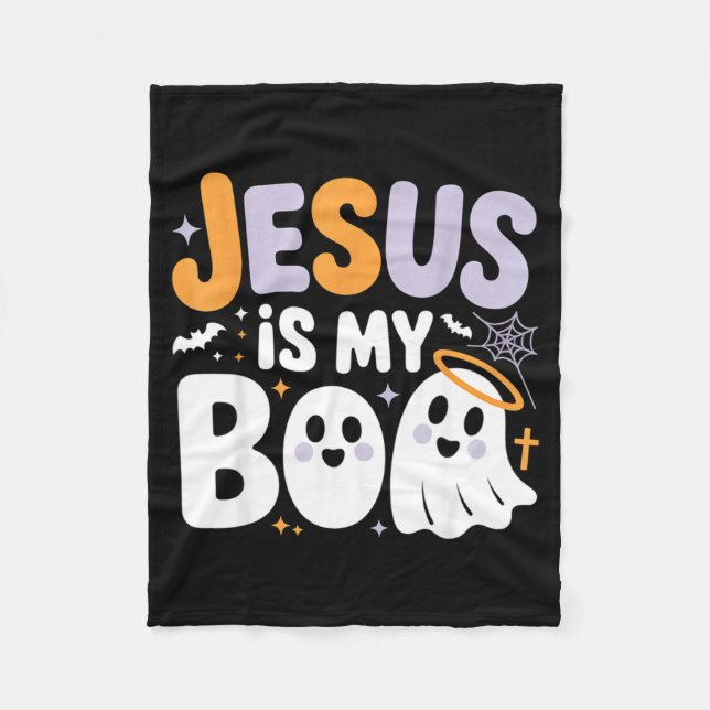 Jesus Is My Boo Cute Christian Halloween Ghost Fun Fleecefilt (Framsidan)