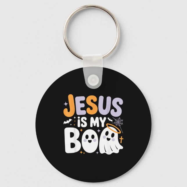 Jesus Is My Boo Cute Christian Halloween Ghost Fun Nyckelring (Framsida)