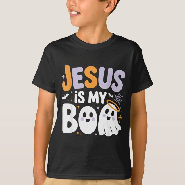 Jesus Is My Boo Cute Christian Halloween Ghost Fun T Shirt (Framsida)