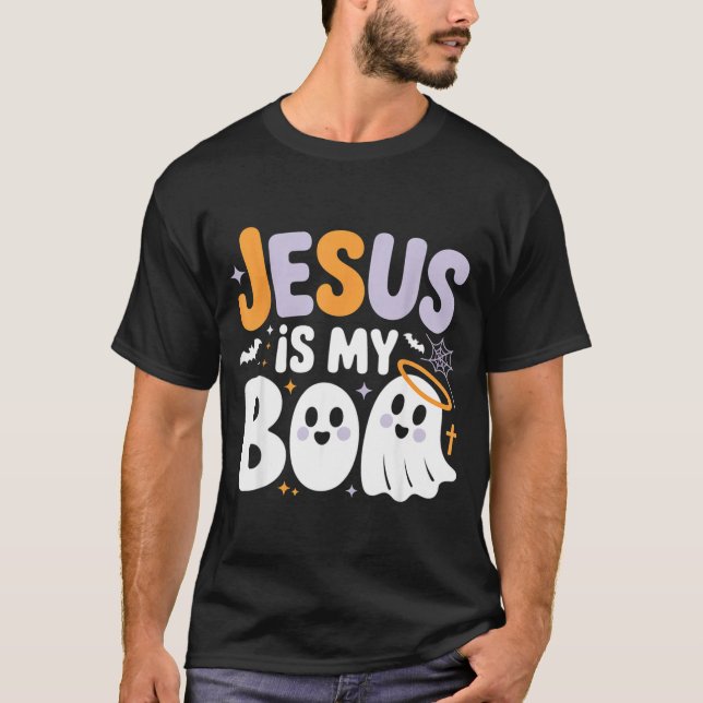 Jesus Is My Boo Cute Christian Halloween Ghost Fun T Shirt (Framsida)