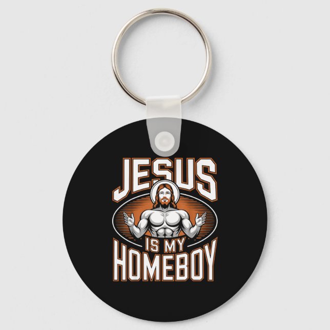 Jesus Is My Homeboy Religious Gym Christian Faith  Nyckelring (Framsida)