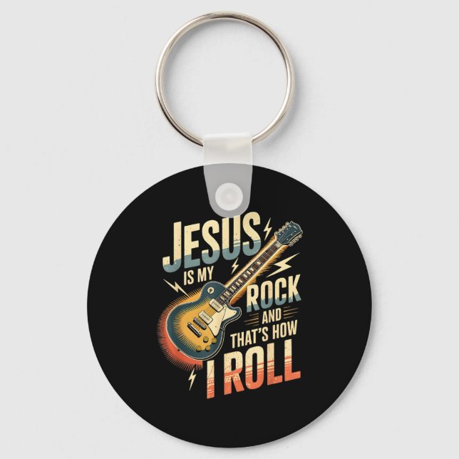 Jesus Is My Rock And That Is How I Roll Christian  Nyckelring (Framsida)