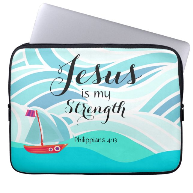 Jesus is my Strength Laptop Fodral (Framsidan)