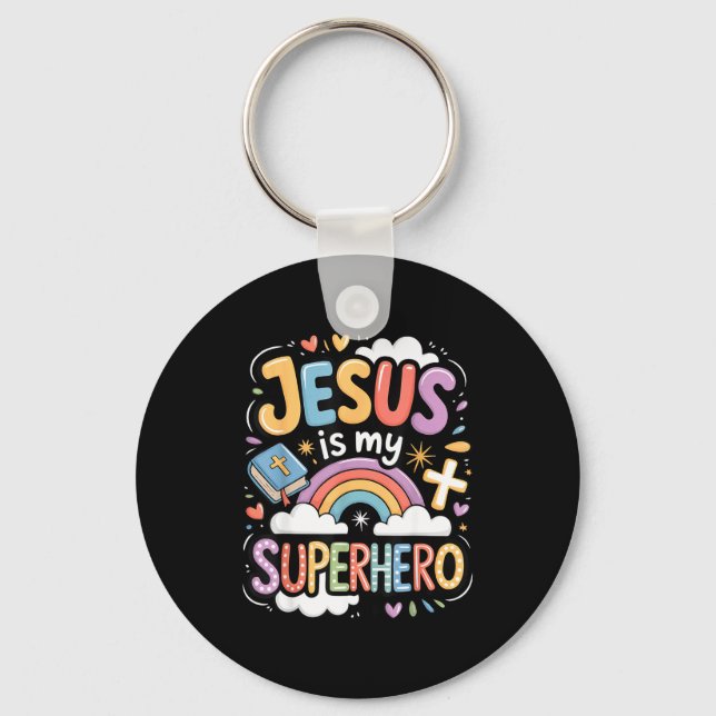 Jesus Is My Superhero  Nyckelring (Framsida)