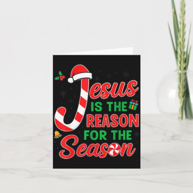 Jesus Is Reason For Season Christian Christmas Pjs Kort (Framsida)