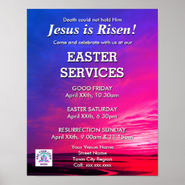 JESUS IS RISEN Påsk Church Services-inbjudan Poster