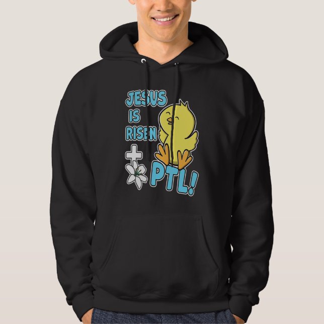 Jesus Is Risen PTL! Christian Easter Cute Yellow C Hoodie (Framsida)