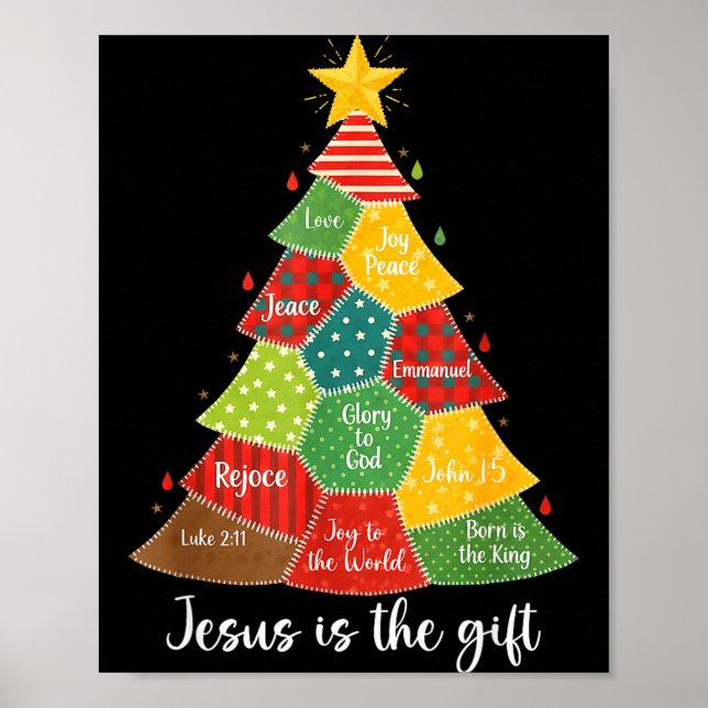 Jesus Is The Gift Christmas Tree Patchwork Scriptu Poster (Framsidan)