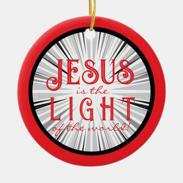 Jesus is the Light Ornament- Red/Black Julgransprydnad Keramik (Framsidan)