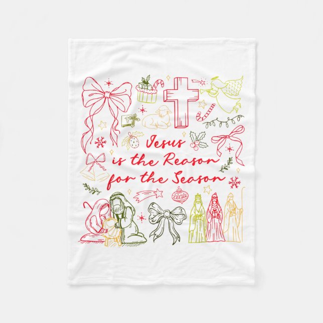 Jesus Is The Reason Christian Cross Coquette Bow C Fleecefilt (Framsidan)