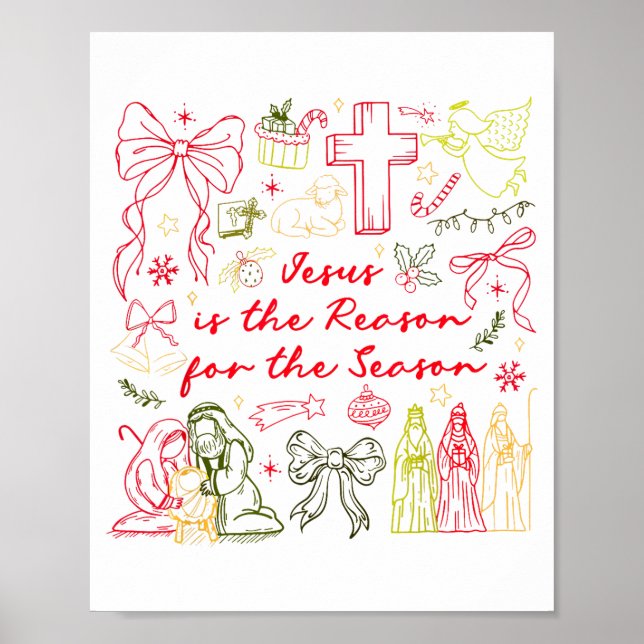 Jesus Is The Reason Christian Cross Coquette Bow C Poster (Framsidan)